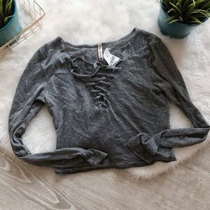 NWT! EMMA &SAM | LF Shimmery Cross Plunge Top XS/S